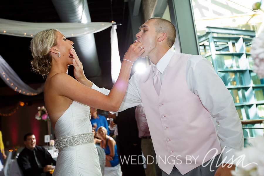 wheeling-artisan-center-river-city-wedding-reception-photographers-20 Eating cake at wedding reception in Wheeling